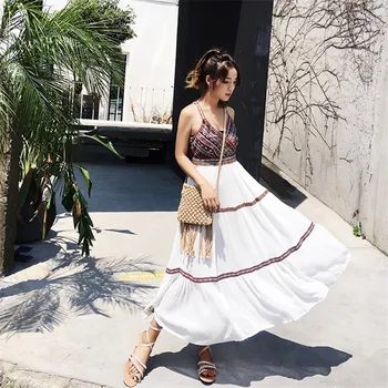 

Eyes Plus Size 2018 Chiffon Summer Women Hot Sexy Print Beach Vestidos Bohemian White Dresses