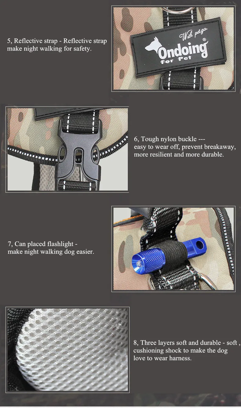 Professional Pet Dog Harness K9 No Pull Saddle Harness Adjustable Strap Dog Training Harness for Medium Large Dogs Accessories (9)