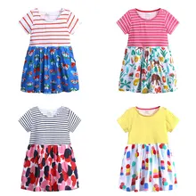 Elvesnest Dress For Girls Cartoon Cute Children Girls Dress Cotton Short Sleeve Toddler Girl Dresses Summer Kids Clothes girls dress new girls clothes 100% cotton summer fashion style cartoon cute little white cartoon dress kitten printed dress