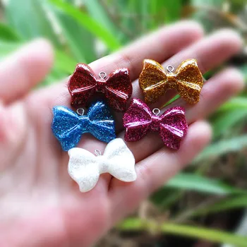 

resin charms necklace pendant glitter bow for DIY Necklace/Bracelet