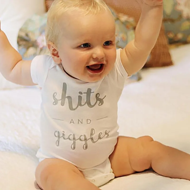 Baby Girl Clothes 2018 White Summer Short Sleeve Bodysuit Letter