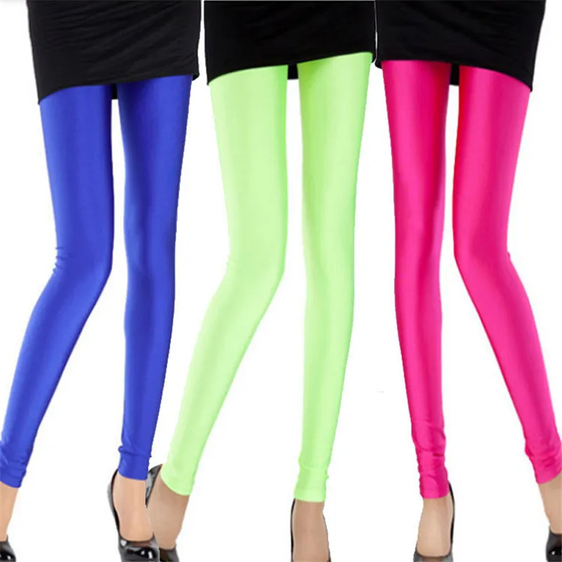 

2018 spring fluorescent leggings ice silk nine pants women's leggings wholesale manufacturers colorful smooth pants