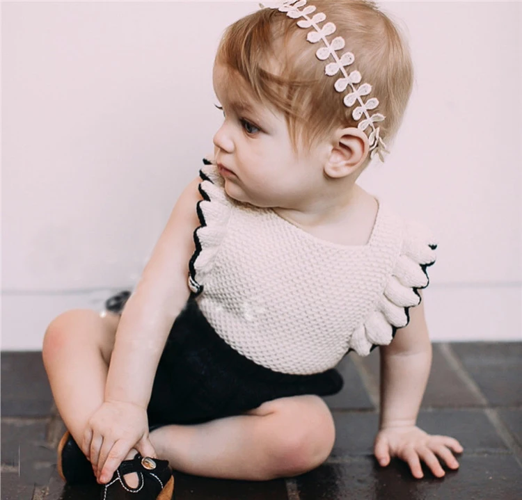 Ins Hot Fashion Infant Toddler Girl Rompers Knitted Ruffles&bow Fashion