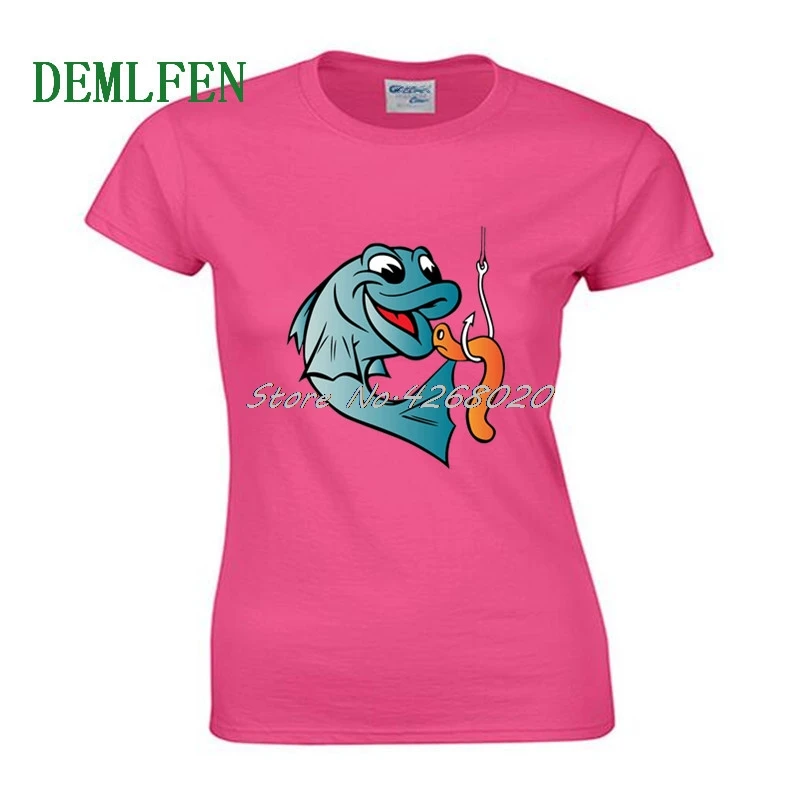 

Fisherman Fish Fishings Worm Bite Hook Funny T-shirt Women Cotton O-neck T Shirt Casual Girl Short Sleeve Shirts Hip Hop Tees