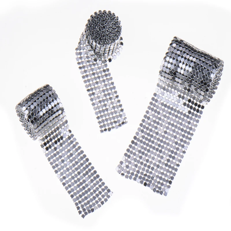 

3MM 150cm Metal Square Mesh Trim In Gold Silver Black base for DIY Sewing of wedding bridal dress garment shoe bag