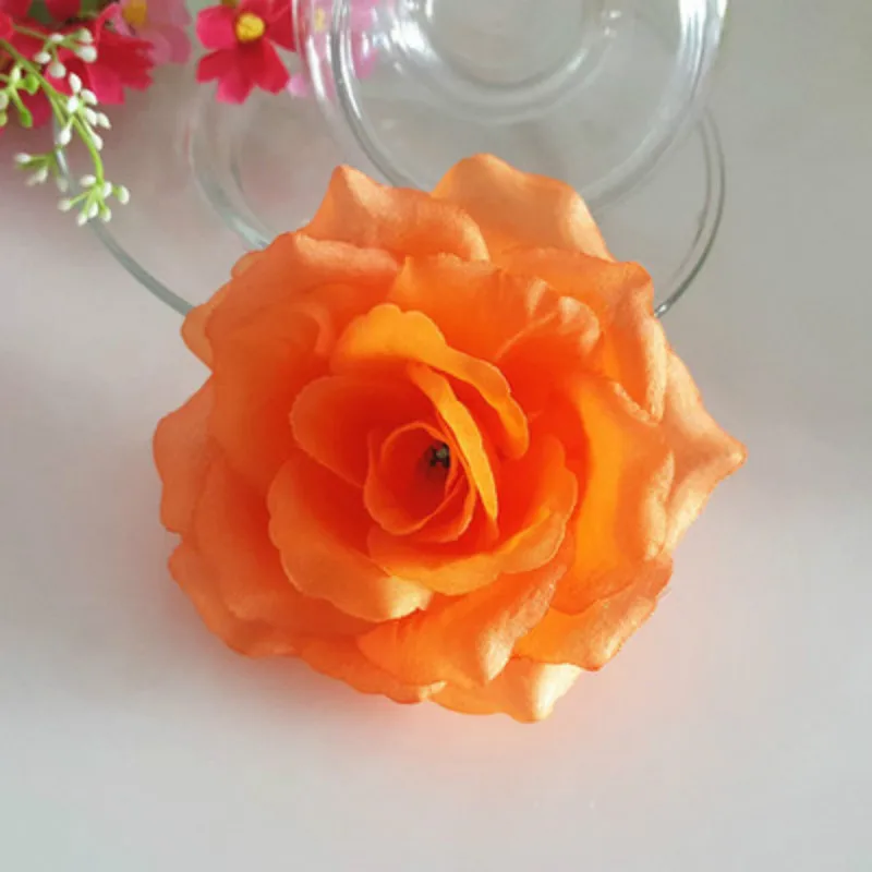 

10pcs 4''10CM Orange Artificial Roses Silk Flower Head DIY Wedding Home Decoration Festive Accessories Party Supplies (Can Mix )