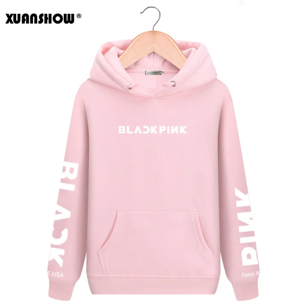 XUANSHOW للجنسين الأزياء هوديس Swirtshirts Blackpink KPOP طويل كم قبعة الملابس البلوفرات بلوزات Sudadera موهير S-XXL
