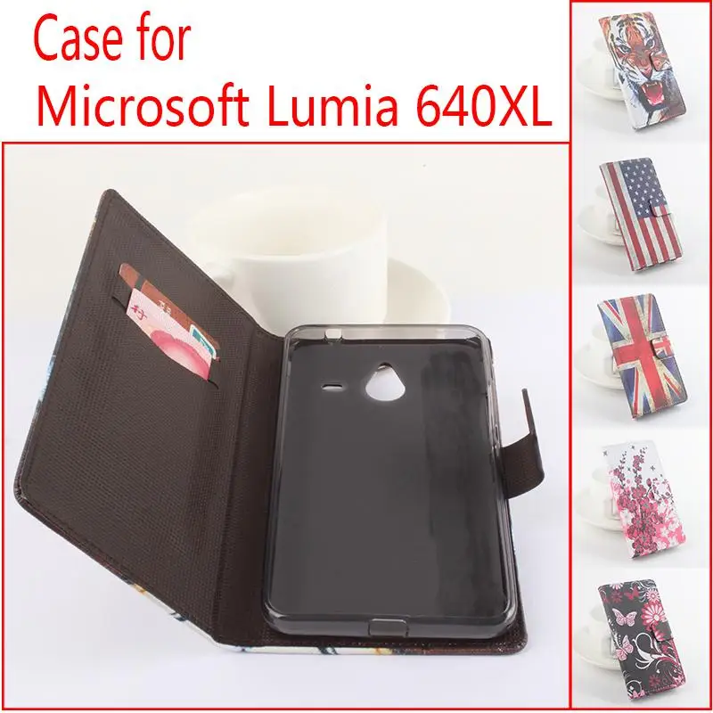 

Lingmao Brand Mobile Phone Cases Genuine Leather Case for Microsoft Lumia 640XL Wallet Stand With Card Slot Cover