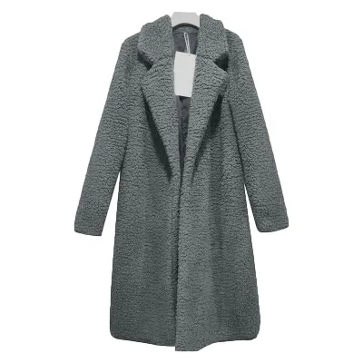 Зимнее женское плюшевое пальто из искусственного меха, модное толстое теплое пушистое длинное меховое пальто для женщин s, новые свободные лохматые куртки размера плюс, верхняя одежда - Цвет: Dark gray