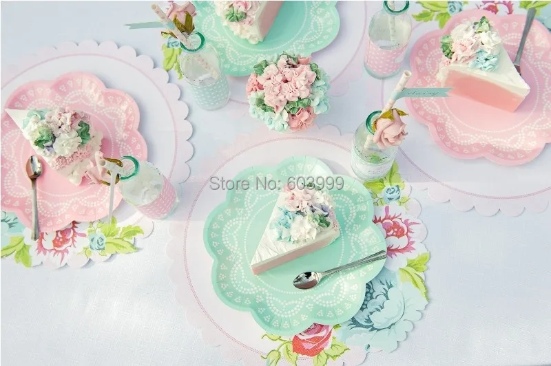 200 pkt x party table stylish partyware flower lovely doily lace flower paper plates and napkins