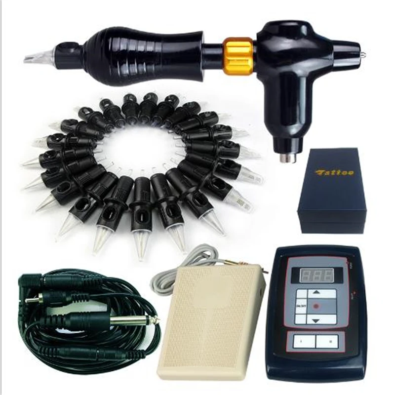 

Complete Professional Tattoo Machine Kit Sets rotary tattoo machine kits Power Supply Needles Grip Tip Set