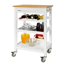 SoBuy FKW16-WN Kitchen Storage Serving Trolley Shelf cart with Free Chopping Block food serving trolley for indian marriage halls