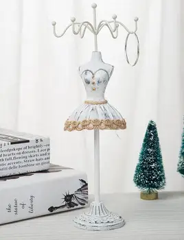 

Gray 25*9.5cm Sequins Gown Wedding mannequin clothes Earring Necklace Stand Display Holder Ring storage jewelry rack 1pc C550