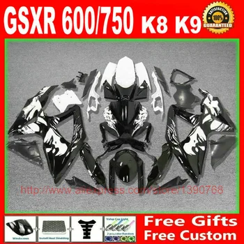 

High quality fairings set for SUZUKI 2008 2009 2010 GSXR600 GSXR750 white black fairing kit K8 08 09 10 GSX-R 600/750 TY16