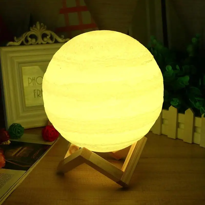 3D свет печати лампы Юпитер лампы Красочный Луна лампы Перезаряжаемые изменить сенсорный Usb Led ночник домашнего декора творческий подарок