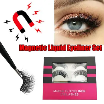 

Hot Magnetic Eyeliner Magnetic Eyelashes Waterproof Long Lasting Eyeliner &False Eyelashes & Tweezer Set Custom Packaging Box