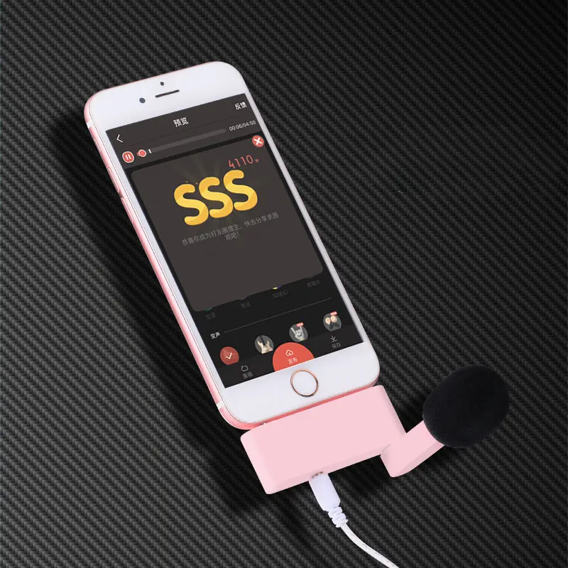 

Mini Portable Pink Voice Recording Phone Microphone 3.5mm Mic for iPhone Android Smartphones K Song Phone Small Microphone