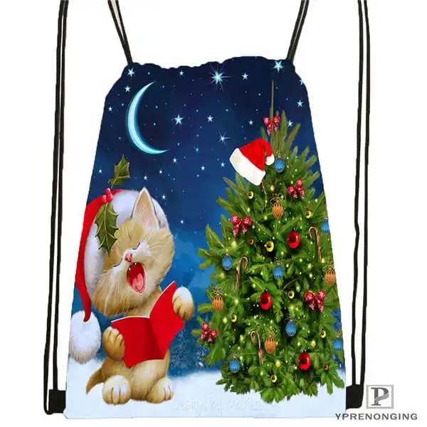 Drawstring Backpack Обычай Счастливого Рождества@ 09 походная сумка на шнурке милый рюкзак для детей(черная спина) 31x40 см#180531-03-25 - Цвет: Drawstring Backpack