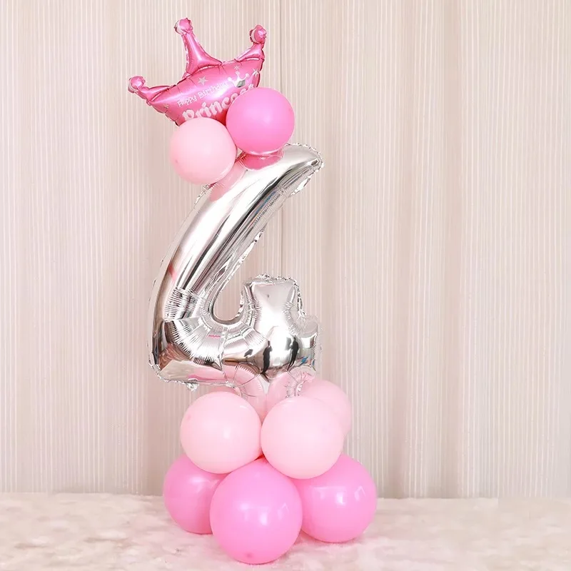 32 дюйма Корона Numeber Алюминий Фольга шар для детского День рождения Baby Shower Anniversaire Украшенные воздушные шары - Цвет: 4