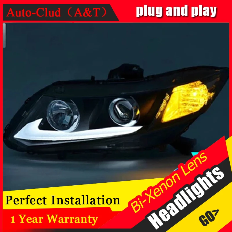 Auto Clud For Honda Civic headlights parking 2011 2014 For Honda Civic LED light bar DRL