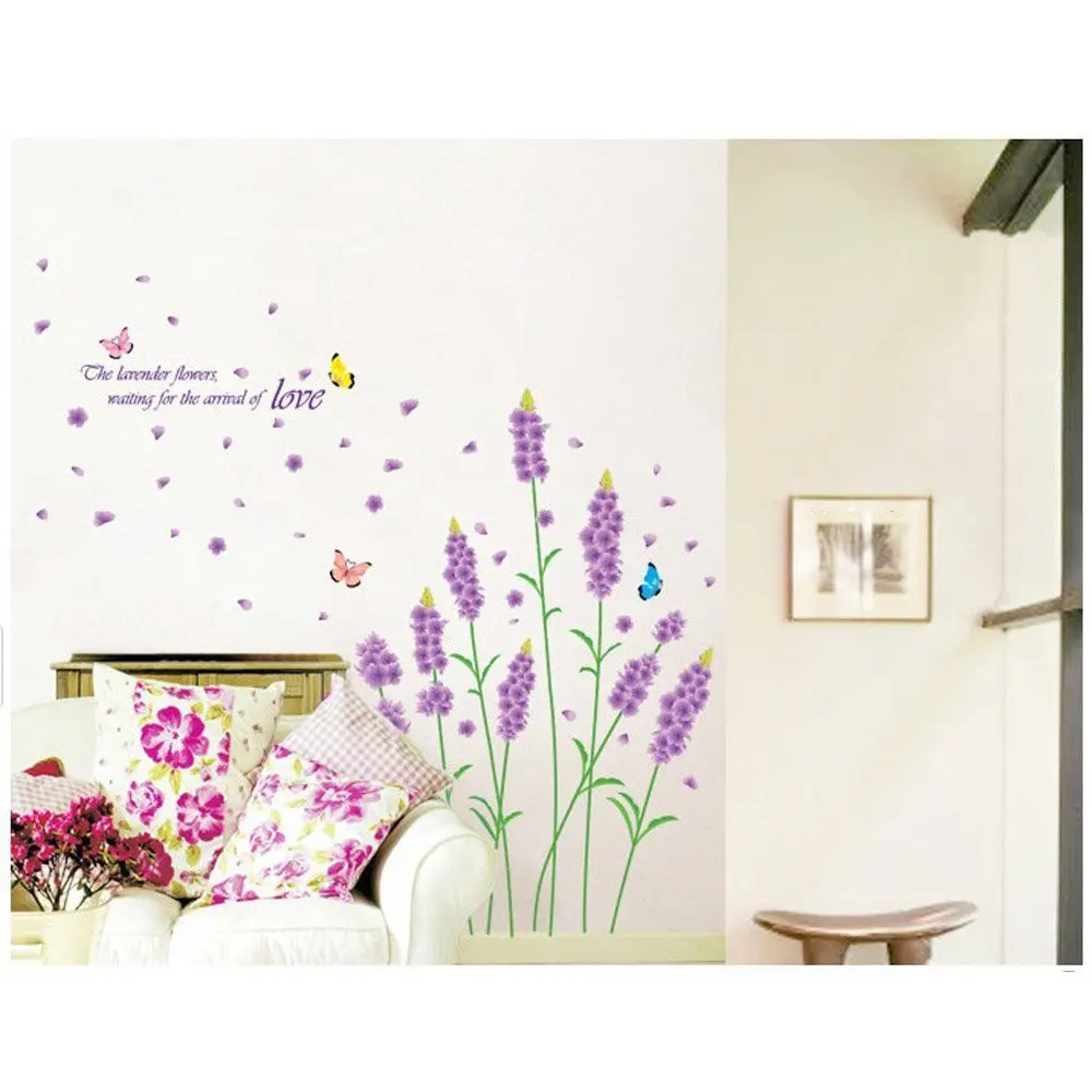 Purple lavender flowers wall sticker removable sticker Romantic Home