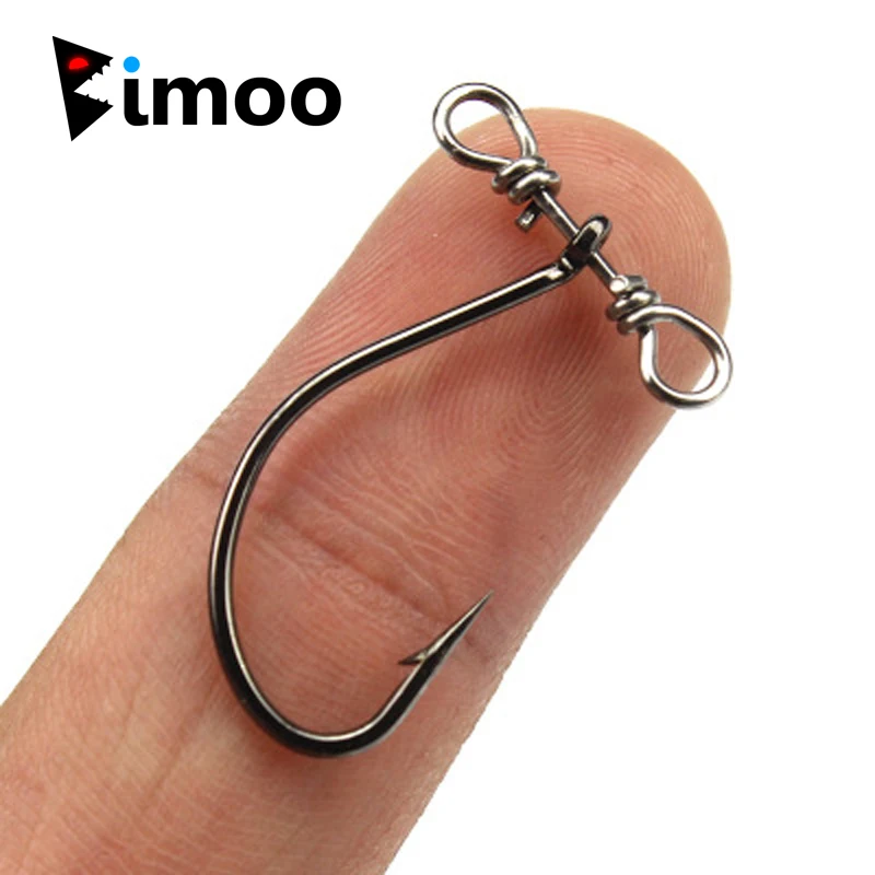 

Bimoo 20pcs Down Shot Rig Hook for Fishing Lure Black Nickel Crank Single Fish Lure Hooks Double Hole Swivel High Carbon Steel