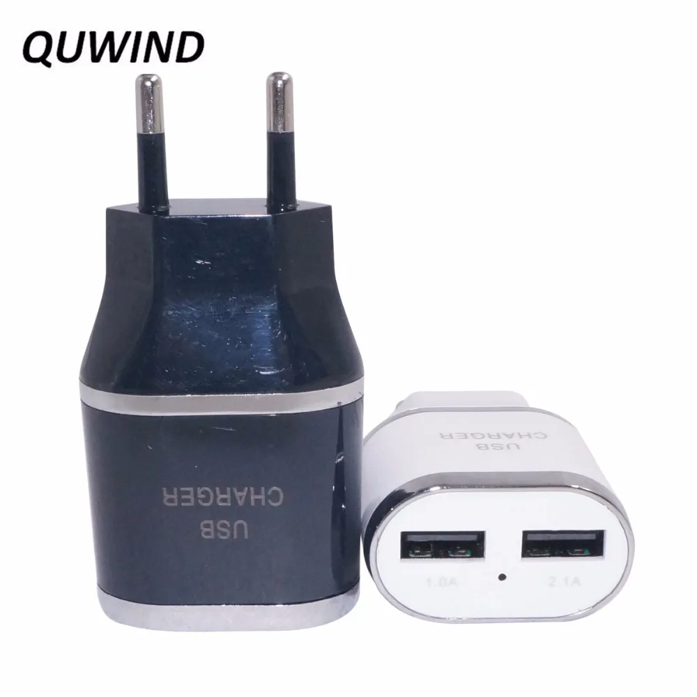 Quwind стены Зарядное устройство 5 В 2A Dual USB Адаптеры питания ЕС Plug 100 В-240 для Android IPhone 6