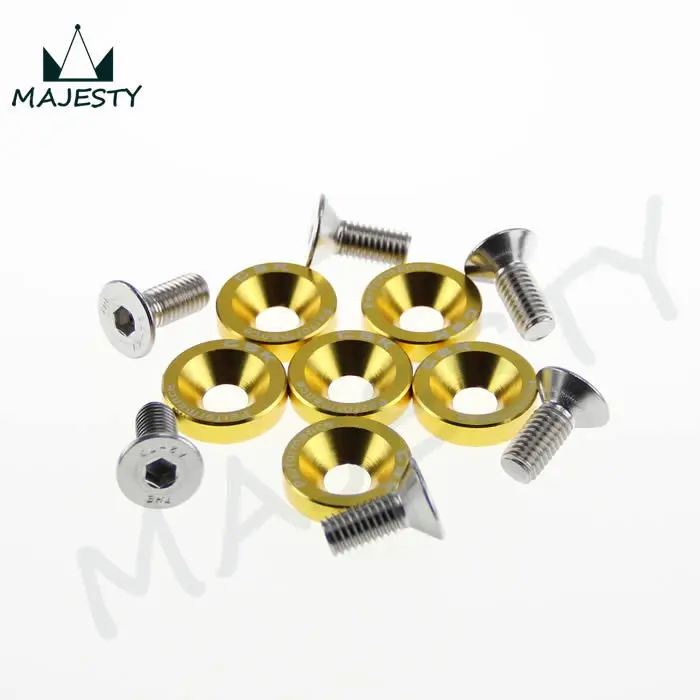 

16PCS M6 WIDE HEX SCREW BOLT BUMPER FENDER WASHER ANODIZED ALUMINUM GOLD
