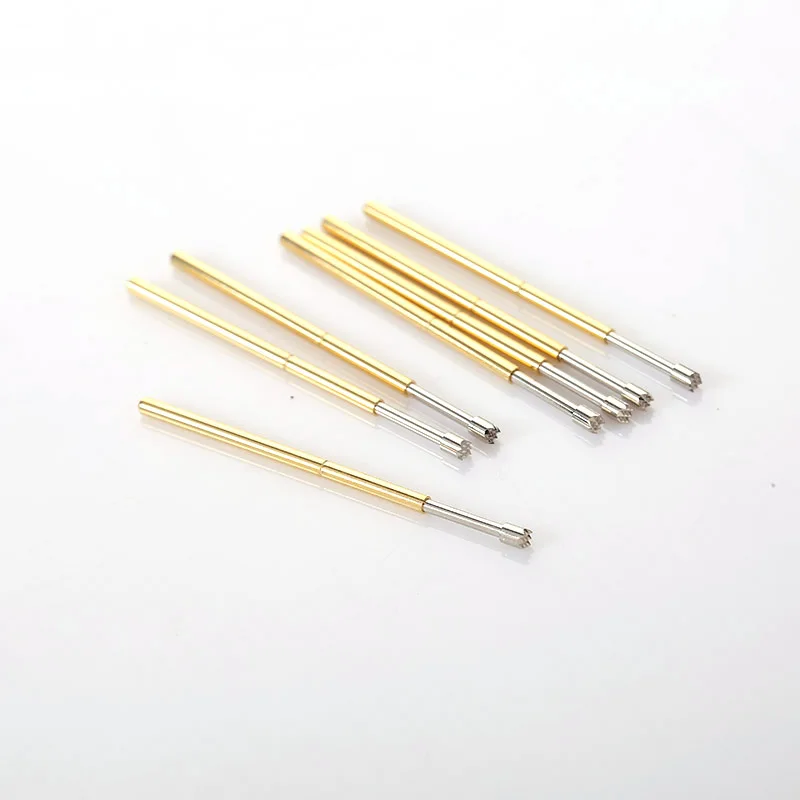 P100-H2 Length 33.35mm Metal Spring Test Probe Sawtooth Tip Spring Probe Tool For Test Voltage Gold Thimble Home Tool