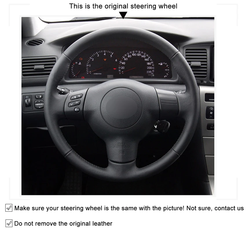 Чехол на руль MEWANT из черной искусственной кожи для Toyota Corolla 2004 2006 Caldina 2002 2007 RAV4 (US)