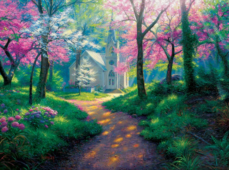 

5D DIY Diamond Painting spring sunshine under the road Full circular Diamond Embroidery Cross stitch Wall Sticker Home Decor