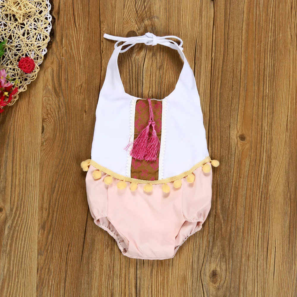 Newborn Infant Baby Boys Girls Clothes Lace Splice Romper Halter