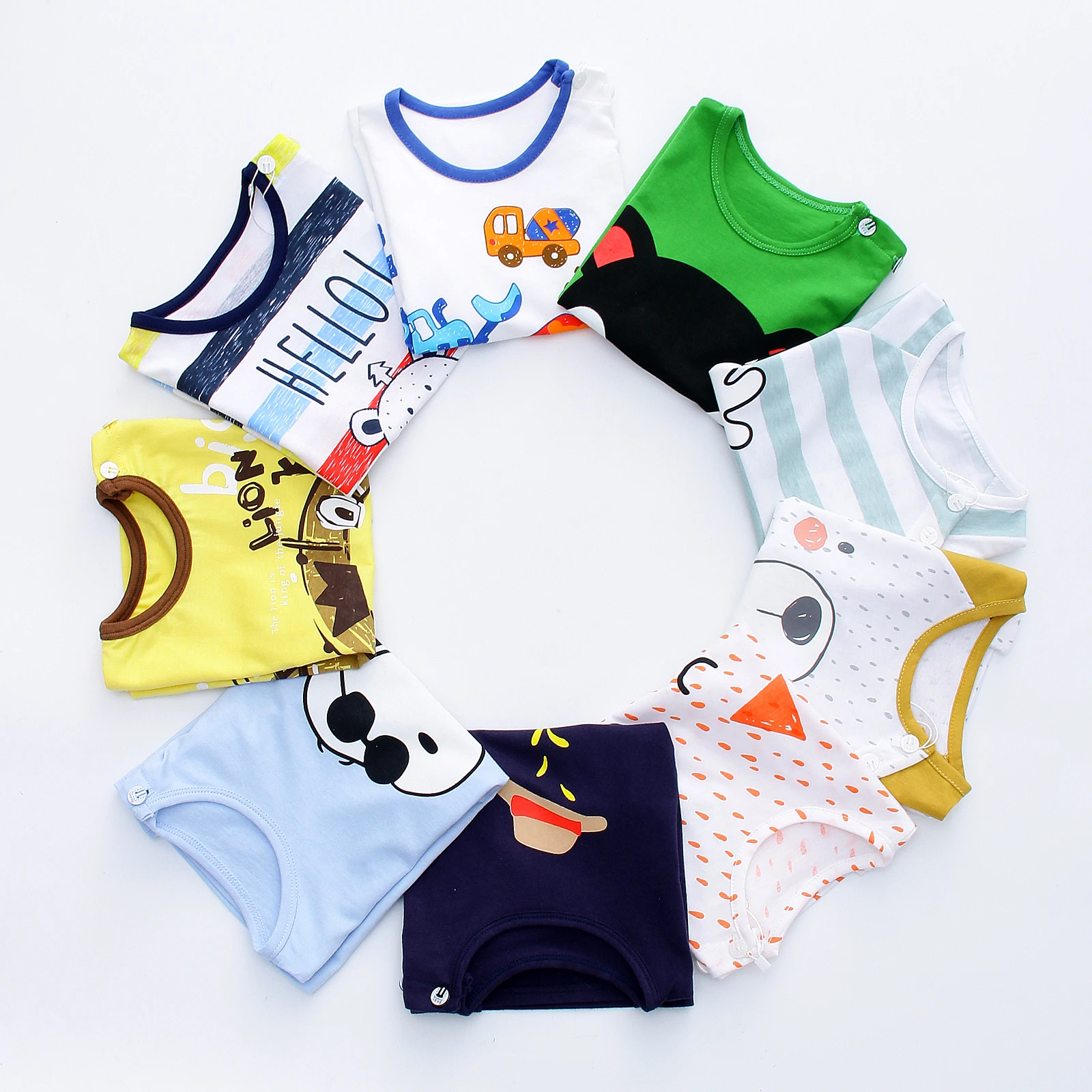 Boys Girls T shirt Cotton Children Underwear Set Summer Infant Clothing
