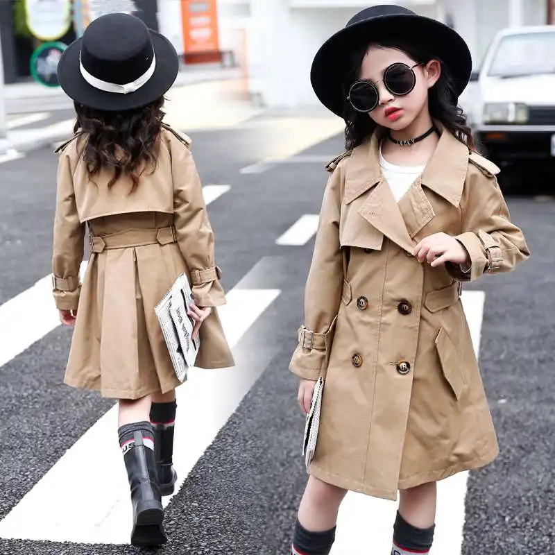 

Girls windbreaker 2019 spring and autumn coat fashionable foreign style children's long new coat little girl tide clothes