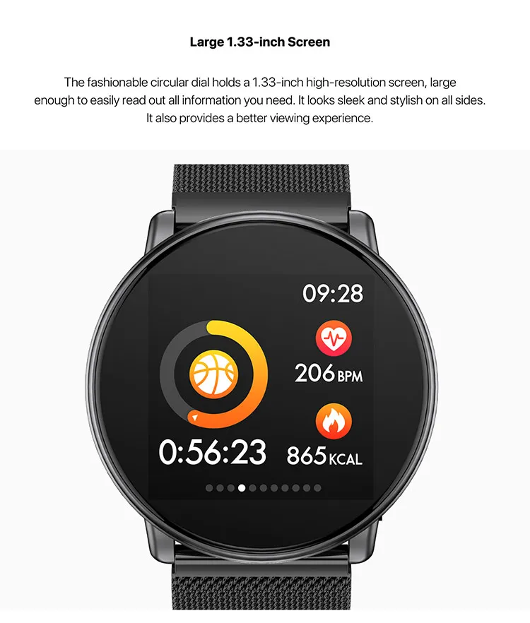 UMIDIGI UMI Uwatch Milanese Version 1.33 Inch 2.5D IPS Touch Color Screen Smart Watch Waterproof Support Custom Wallpaper Sport Mode for Android iOS