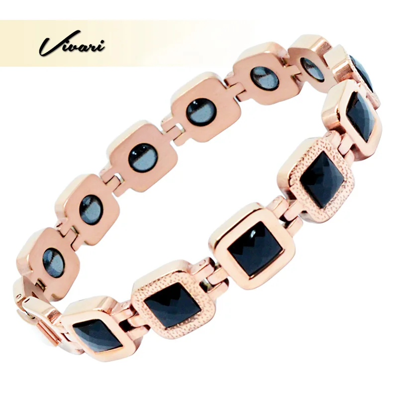 

Vivari NobleMagnetic Bracelet For Women Stainless Steel Black Stones Tiger Eye Bracelets Chain Bangle Anti Arthritis Rheumatism