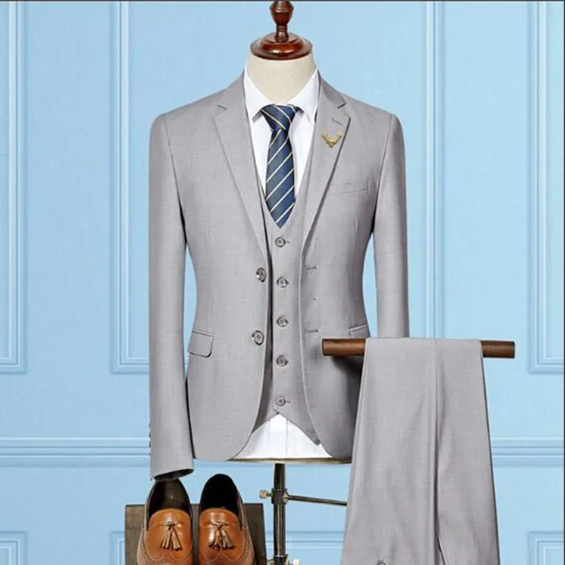 Fashion Purple Suit Men Set 2019 Prom Wedding Dinner Mens Suits Groomsmen Blazer Groom Tuxedo 2 Buttons Coat (Jacket+Pants+Vest)