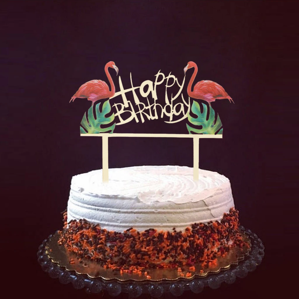 Tropical Cake Flamingo Topper Decor Toppers Birthday Hawiian Tropical Decoration