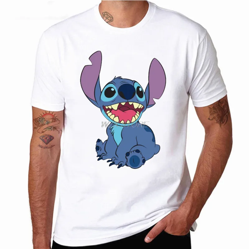 Мужские летние футболки Lilo Stitch с принтом Харадзюку каваи топ героями