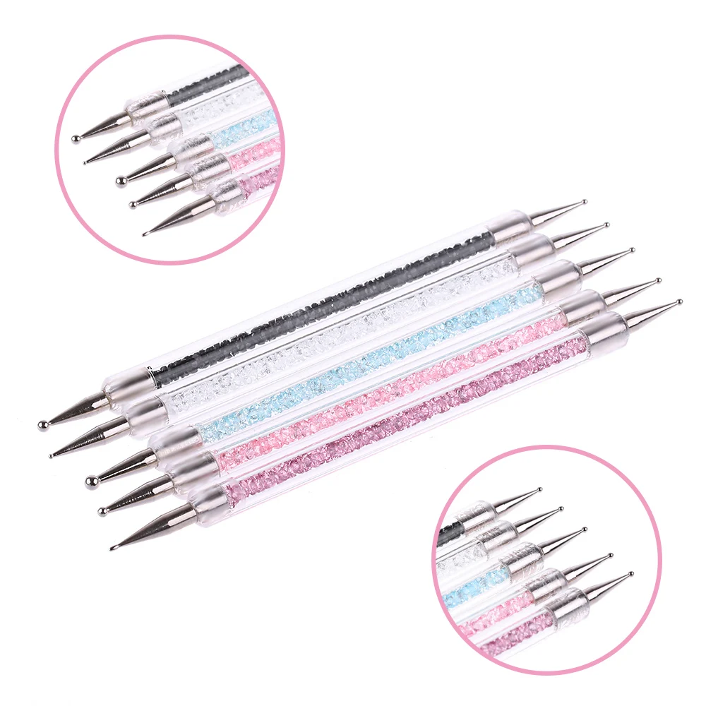 5pcs/set Acrylic 2 Ways Dotting Tool Nail Art Pen Colorful ...