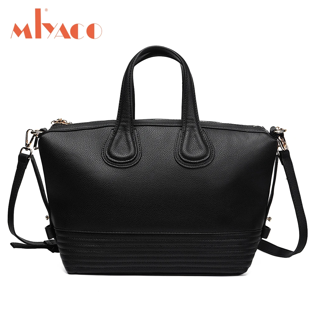 

MOYACO Vintage Leather Bags Women Boston Handbags Women Famous Brand Trapeze Handbag Female Crossbody Messenger Bag Black