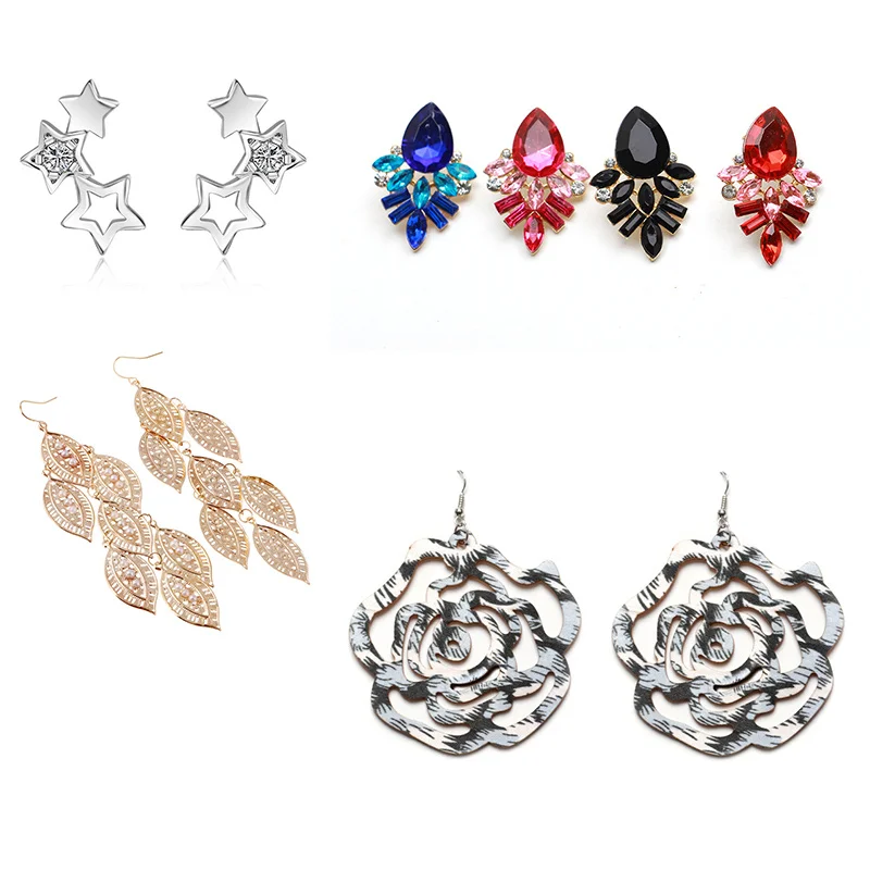 

Mossovy Star Simple Rhinestone Silver Stud Earrings for Women Fashion Alloy Tassel Earrings for Female Jewelry Pendientes Mujer