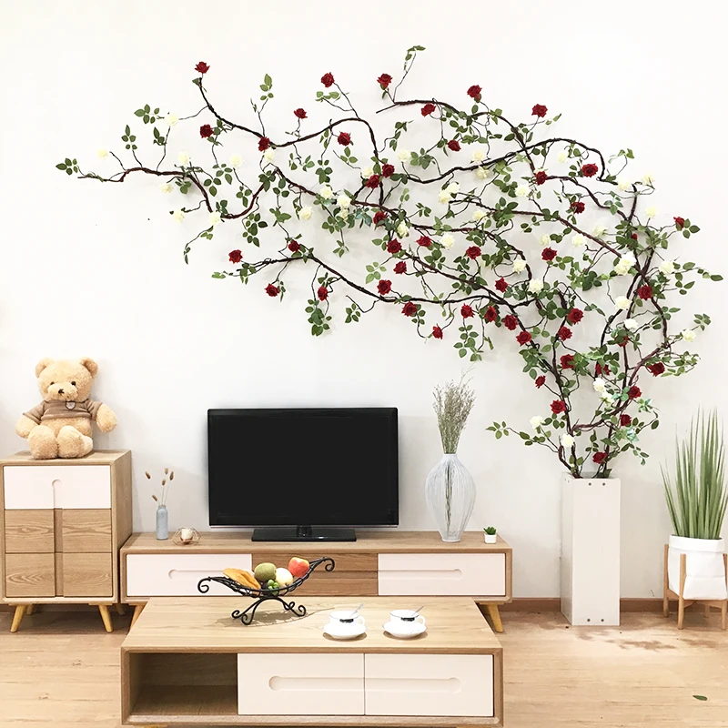 artificial flowers home decor Silk Roses vines artificial rose flowers garland Wedding Decor Hanging Garland Decorative rattans