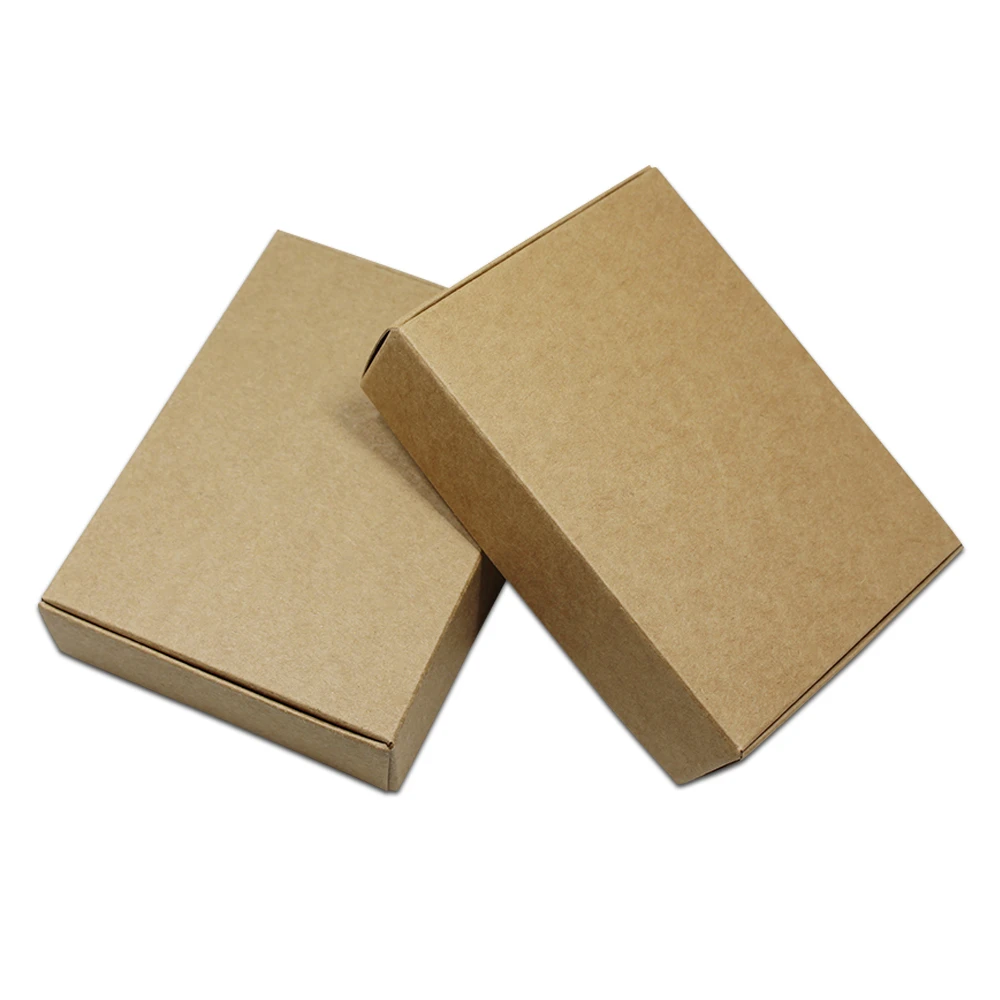 100pcs/ Lot Multi-sizes Kraft Paper Boxes Brown DIY Gift Package Box Foldable Papercard Boxes For Christmas Wedding Decoration