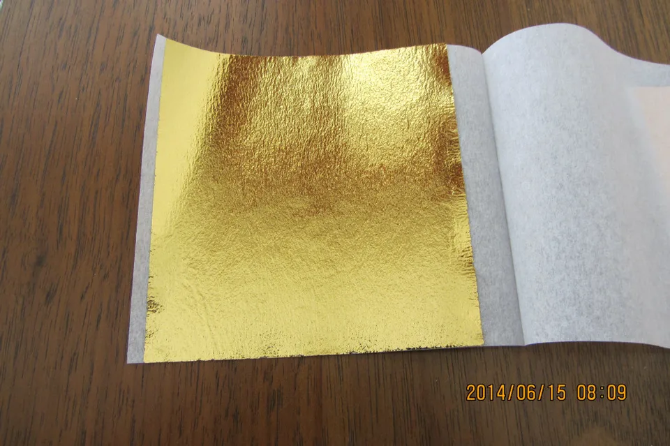 300 Sheets 14x14cm Imitation Leaf 24CT Gold Leaf Sheets Rose Gold Leaf Silver Leaf for Arts Project Crafting Decoration,Gilding Crafting,DIY Creation on Base Metal