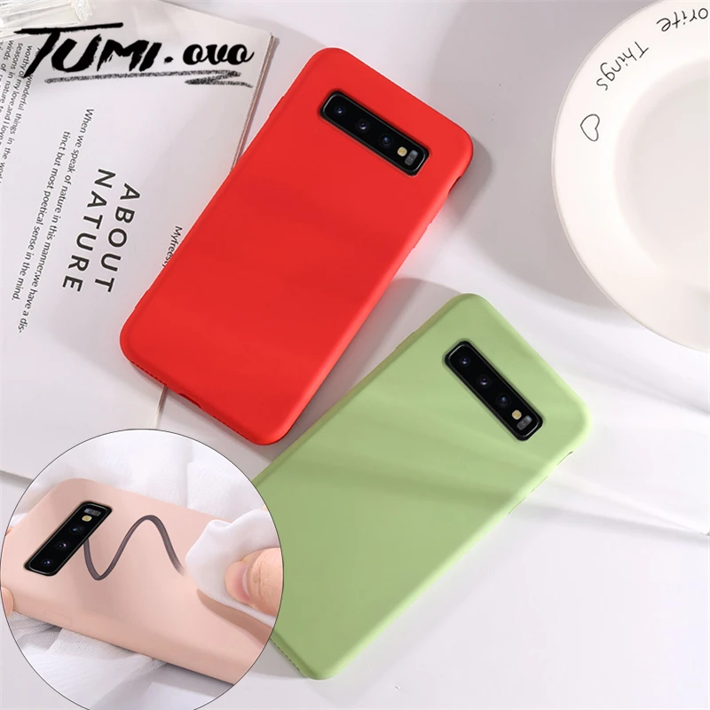 Оригинальные жидкие силиконовые чехлы для телефонов Samsung S8 S9 Plus S10 Lite S10E Note 8 9 M10 20 30