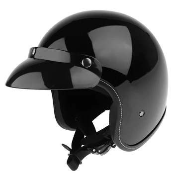 

1 Piece MagiDeal ABS Plastic Open Face 3/4 Motorcycle Helmet Racer Retro Helmet with Sun Visor Bright Black XL