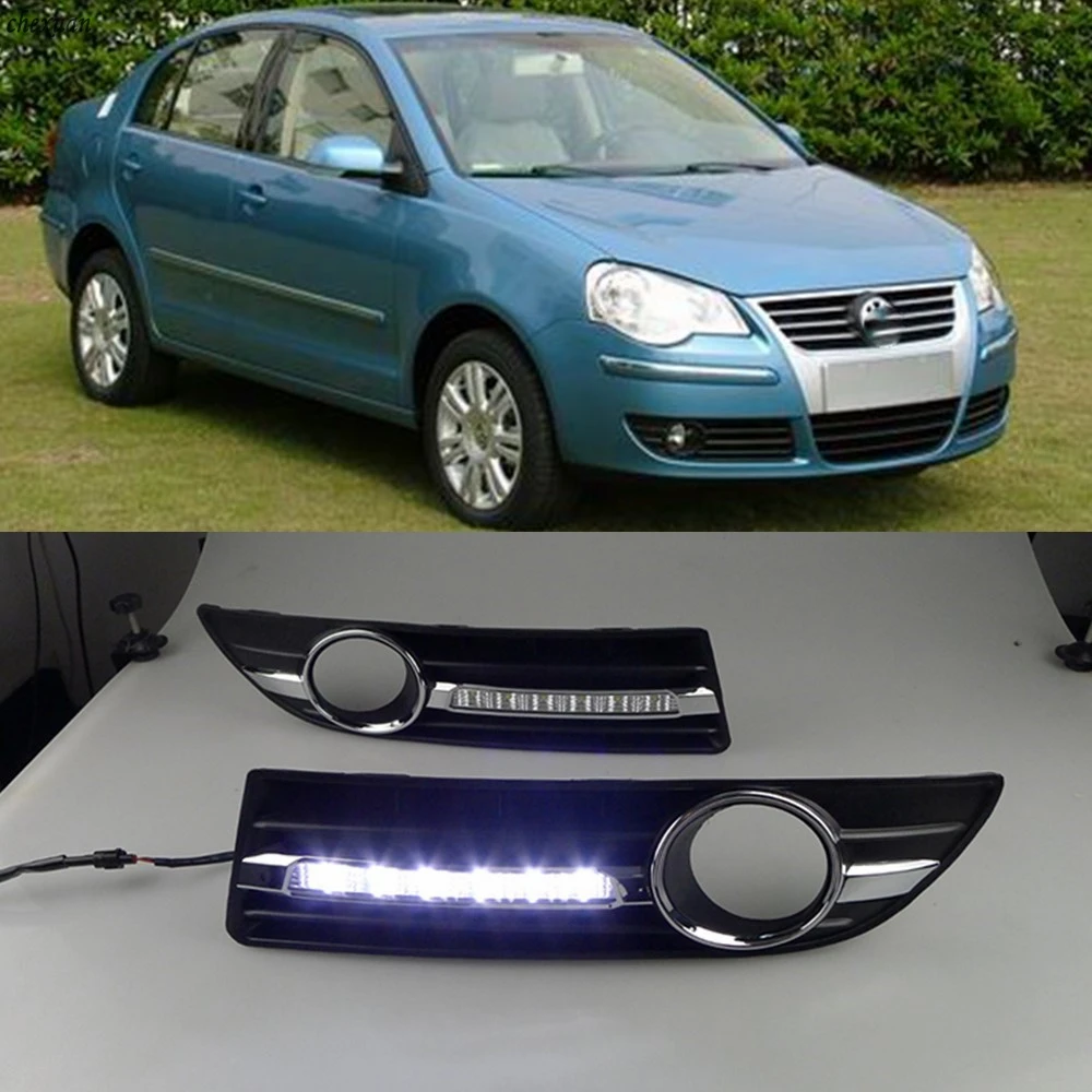 

CSCSNL 1 set 12V LED DRL Daytime Running Lights With ABS fog lamps Cover For VW Volkswagen Polo 9N3 2005 2006 2007 2008 2010