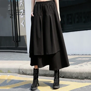 

Fashion Asymmetry Black Skirt Women Spring&Summer Casual A-line Bottom 2019 New Streetwear High Waist Long Skirt Jupe Femme