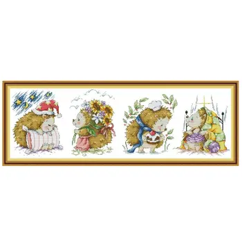 

Hedgehog DIY Handmade Needlework Counted 14CT Printed Cross Stitch Embroidery Kit Set Home Decoration